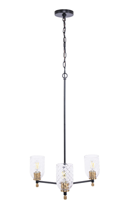 Craftmade - 60323-FBSB-C - Three Light Chandelier - Council - Flat Black/Satin Brass