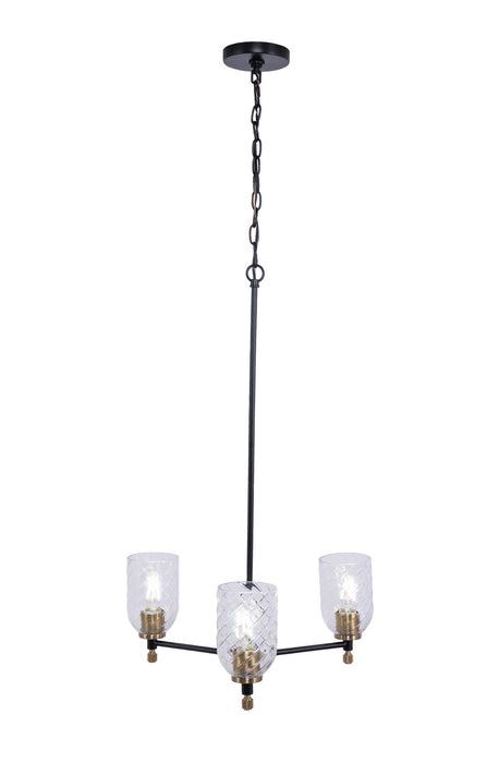 Craftmade - 60323-FBSB-C - Three Light Chandelier - Council - Flat Black/Satin Brass