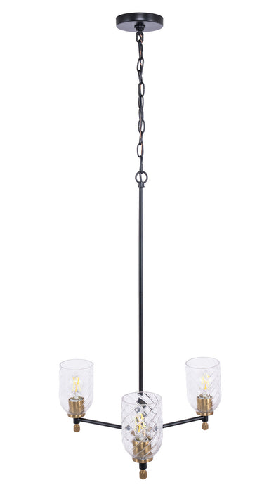 Craftmade - 60323-FBSB-C - Three Light Chandelier - Council - Flat Black/Satin Brass