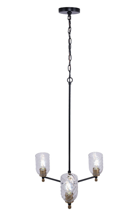 Craftmade - 60323-FBSB-C - Three Light Chandelier - Council - Flat Black/Satin Brass