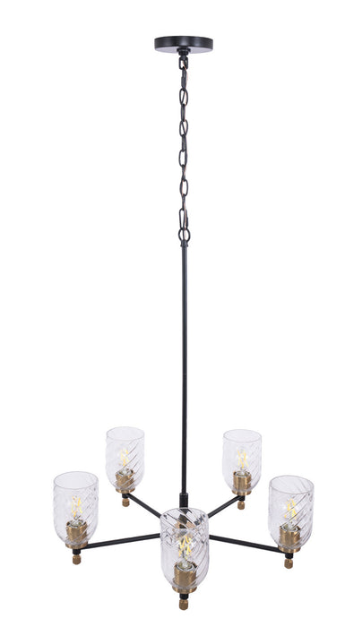 Craftmade - 60325-FBSB-C - Five Light Chandelier - Council - Flat Black/Satin Brass