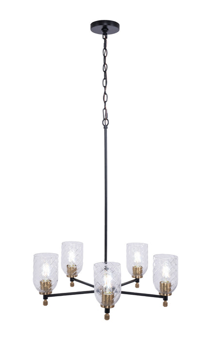 Craftmade - 60325-FBSB-C - Five Light Chandelier - Council - Flat Black/Satin Brass