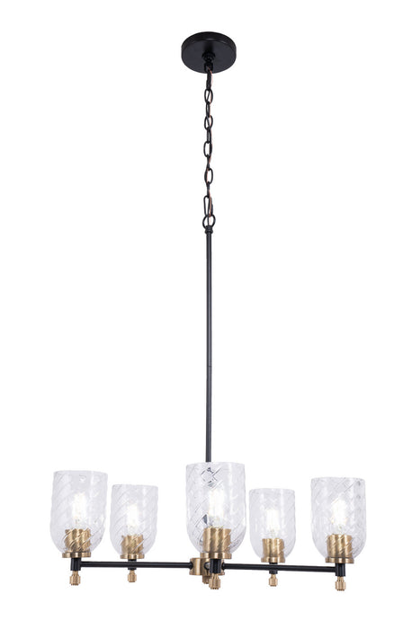 Craftmade - 60325-FBSB-C - Five Light Chandelier - Council - Flat Black/Satin Brass