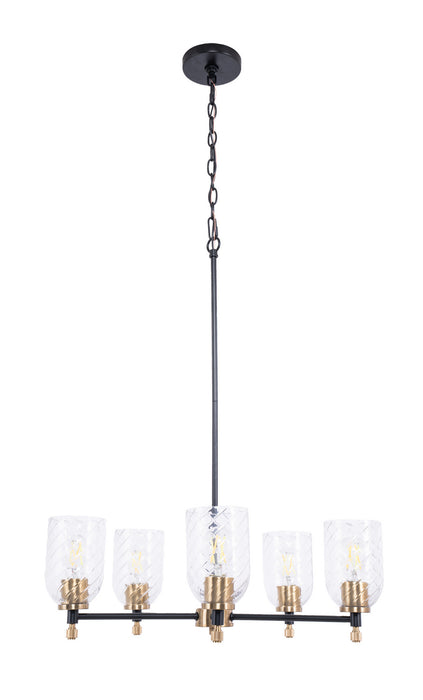 Craftmade - 60325-FBSB-C - Five Light Chandelier - Council - Flat Black/Satin Brass