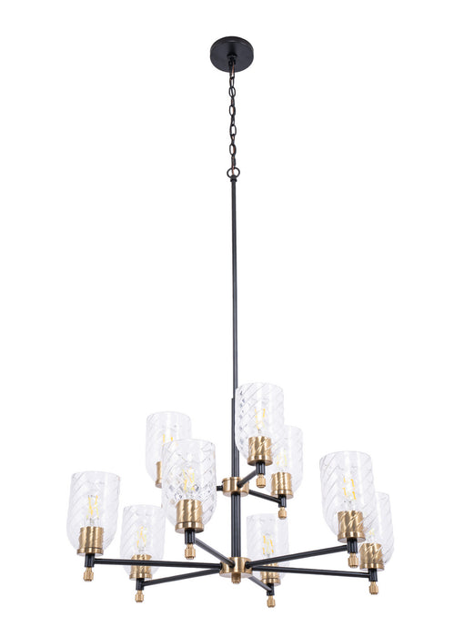 Craftmade - 60329-FBSB-C - Nine Light Chandelier - Council - Flat Black/Satin Brass
