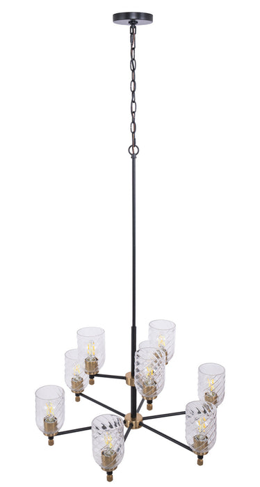 Craftmade - 60329-FBSB-C - Nine Light Chandelier - Council - Flat Black/Satin Brass