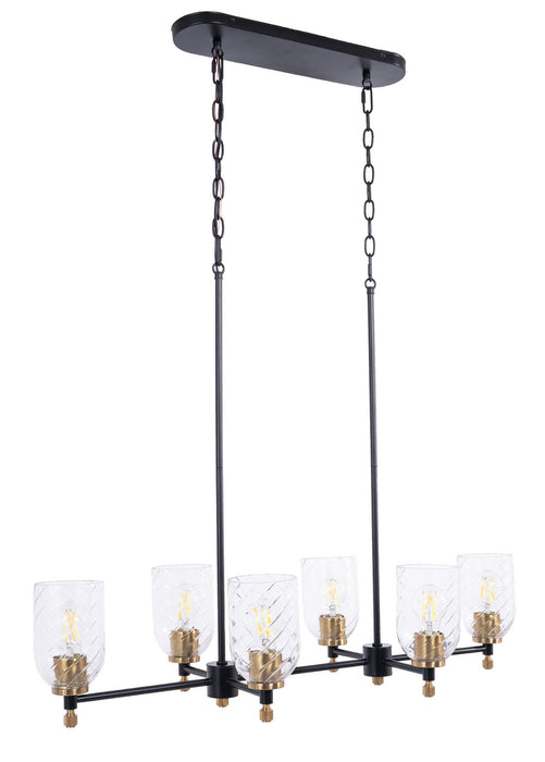 Craftmade - 60376-FBSB-C - Six Light Island Pendant - Council - Flat Black/Satin Brass