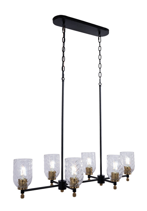 Craftmade - 60376-FBSB-C - Six Light Island Pendant - Council - Flat Black/Satin Brass