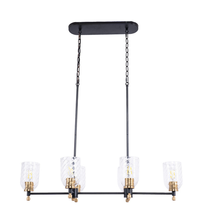 Craftmade - 60376-FBSB-C - Six Light Island Pendant - Council - Flat Black/Satin Brass