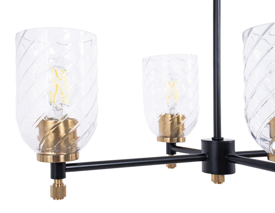 Craftmade - 60376-FBSB-C - Six Light Island Pendant - Council - Flat Black/Satin Brass