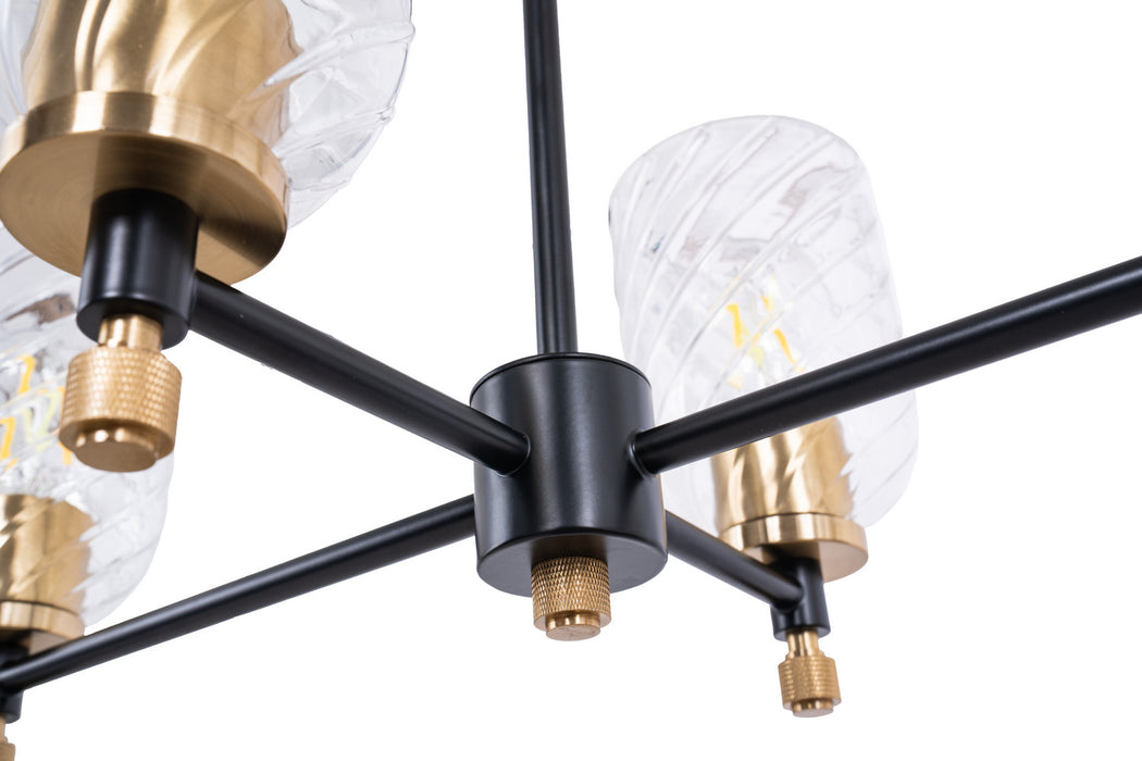 Craftmade - 60376-FBSB-C - Six Light Island Pendant - Council - Flat Black/Satin Brass