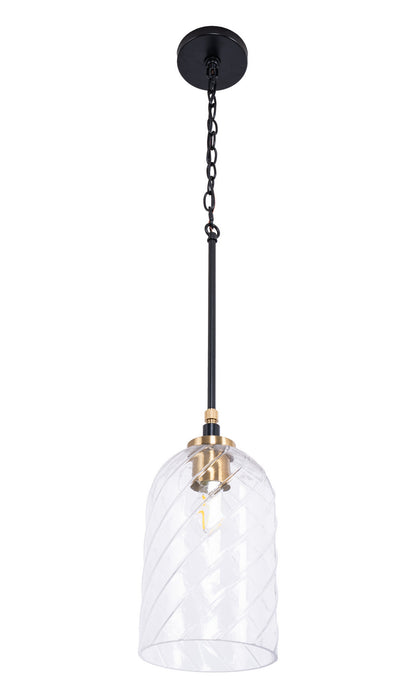 Craftmade - 60391-FBSB-C - One Light Pendant - Council - Flat Black/Satin Brass