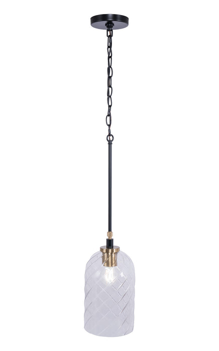 Craftmade - 60391-FBSB-C - One Light Pendant - Council - Flat Black/Satin Brass