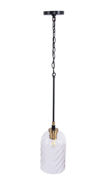 Craftmade - 60391-FBSB-C - One Light Pendant - Council - Flat Black/Satin Brass