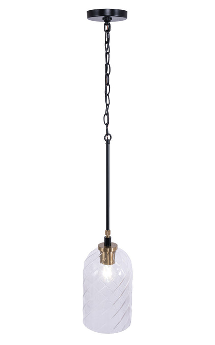 Craftmade - 60391-FBSB-C - One Light Pendant - Council - Flat Black/Satin Brass