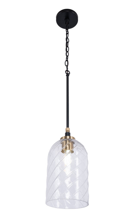 Craftmade - 60391-FBSB-C - One Light Pendant - Council - Flat Black/Satin Brass