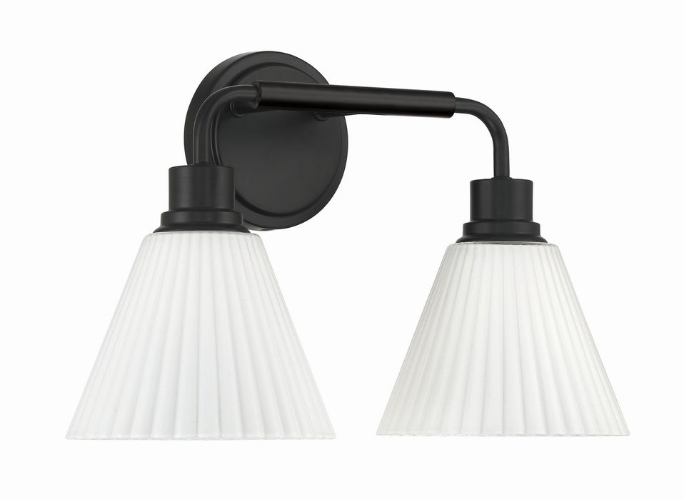 Craftmade - 62302-FB - Two Light Vanity - Pleated II - Flat Black