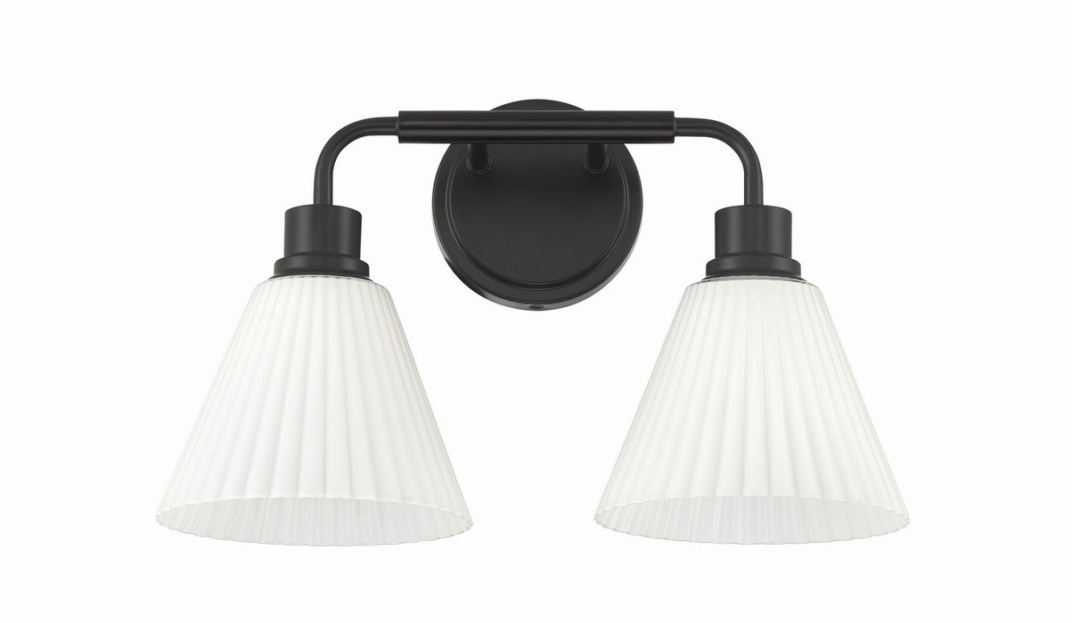 Craftmade - 62302-FB - Two Light Vanity - Pleated II - Flat Black