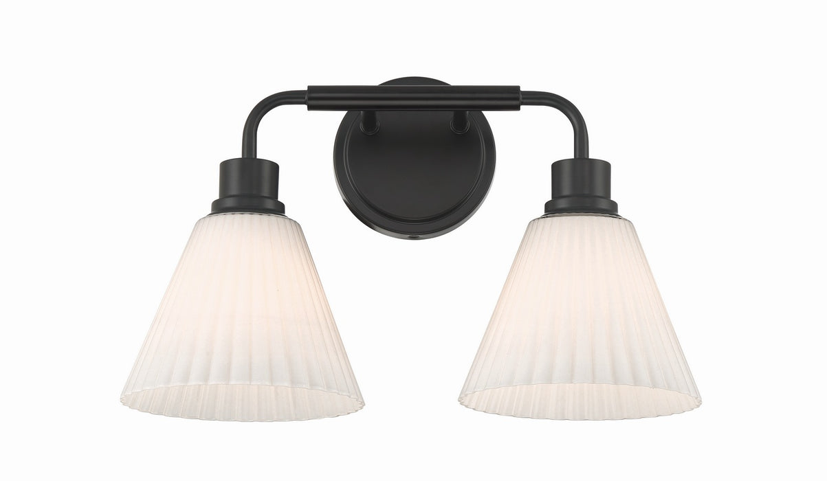 Craftmade - 62302-FB - Two Light Vanity - Pleated II - Flat Black