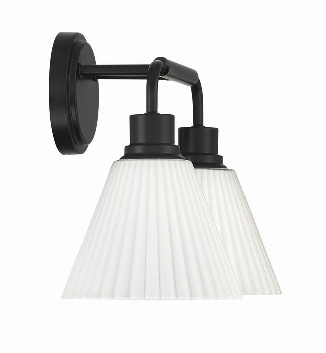 Craftmade - 62302-FB - Two Light Vanity - Pleated II - Flat Black