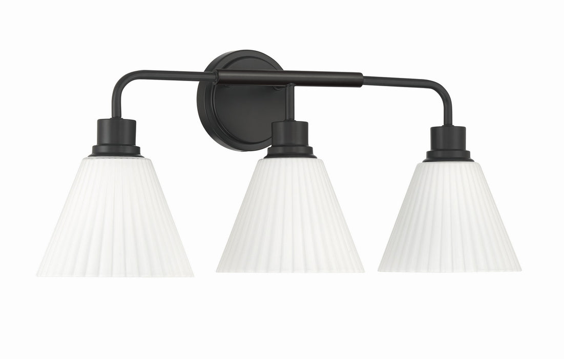 Craftmade - 62303-FB - Three Light Vanity - Pleated II - Flat Black