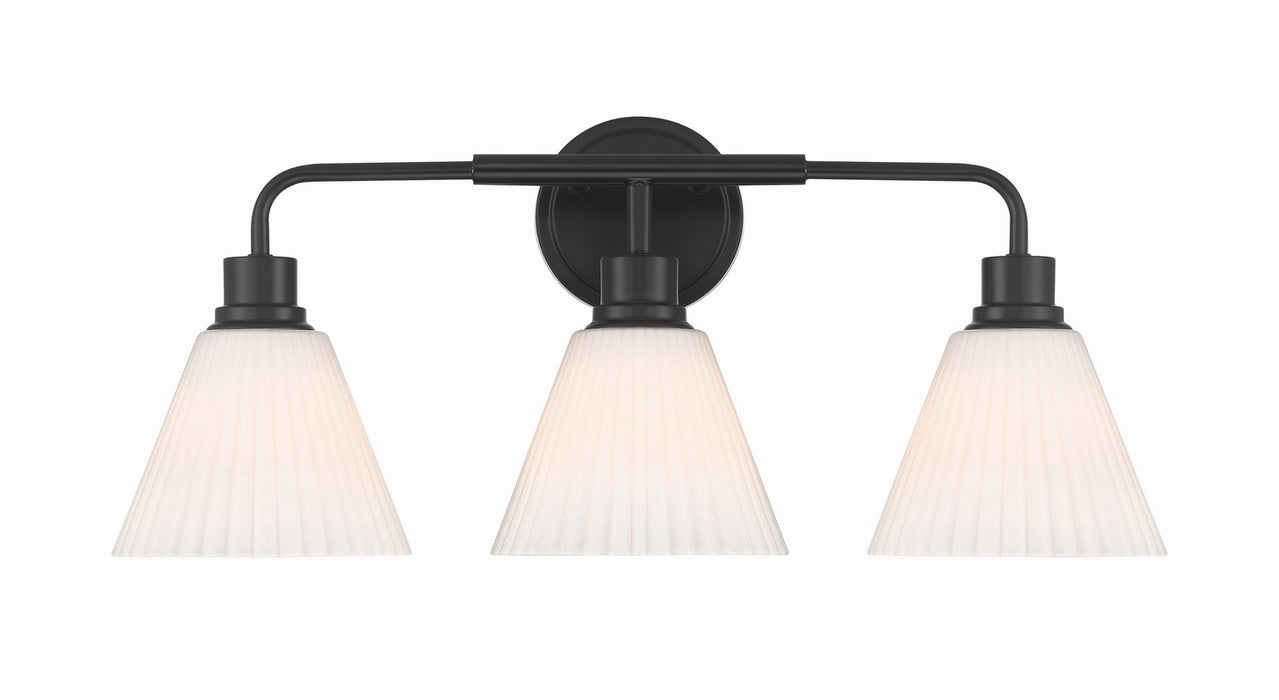 Craftmade - 62303-FB - Three Light Vanity - Pleated II - Flat Black