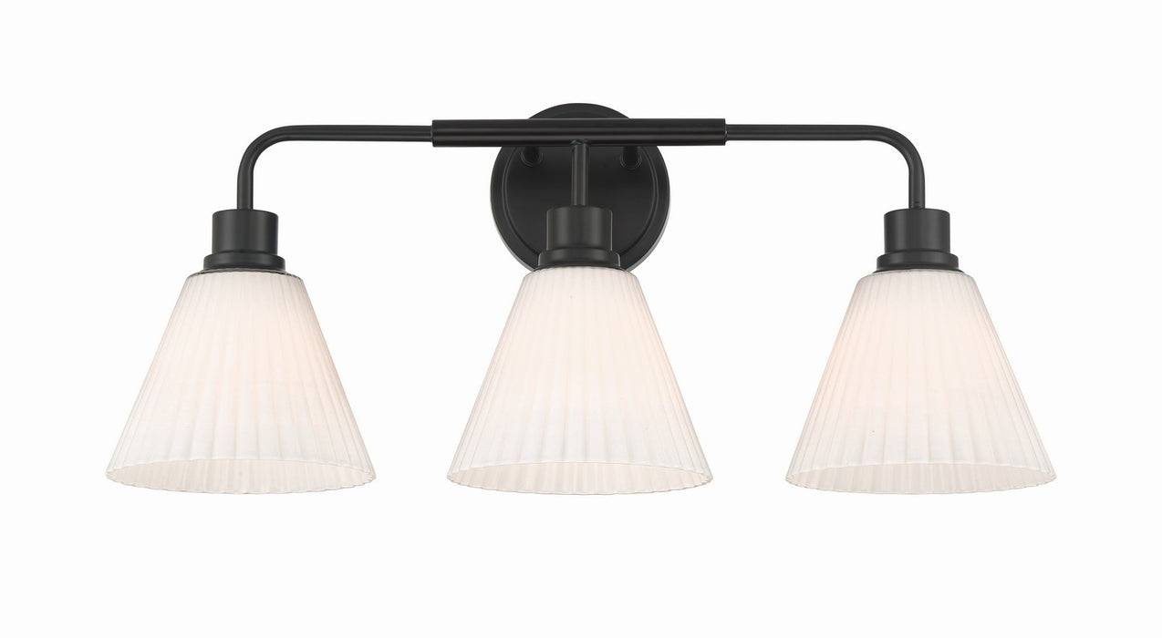 Craftmade - 62303-FB - Three Light Vanity - Pleated II - Flat Black