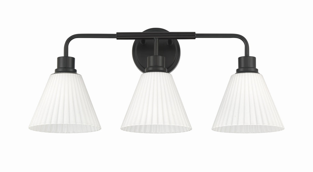 Craftmade - 62303-FB - Three Light Vanity - Pleated II - Flat Black