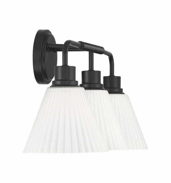 Craftmade - 62303-FB - Three Light Vanity - Pleated II - Flat Black
