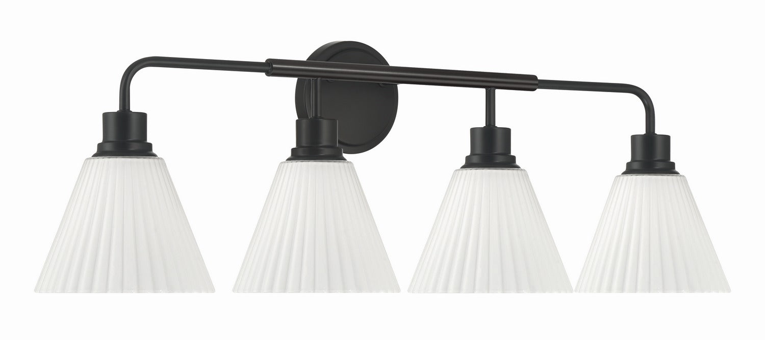 Craftmade - 62304-FB - Four Light Vanity - Pleated II - Flat Black
