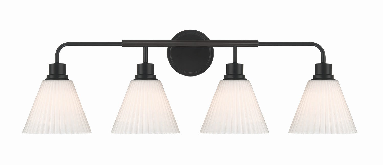 Craftmade - 62304-FB - Four Light Vanity - Pleated II - Flat Black