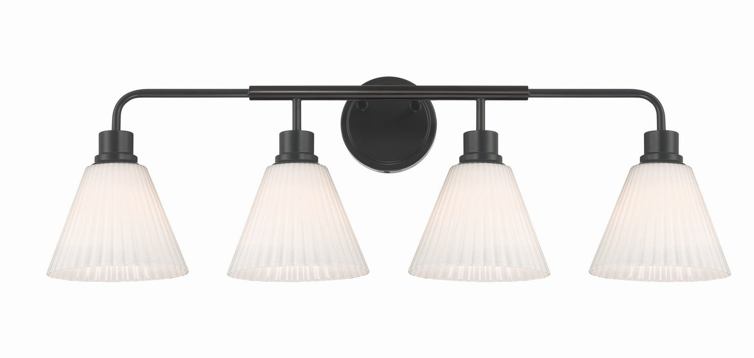 Craftmade - 62304-FB - Four Light Vanity - Pleated II - Flat Black