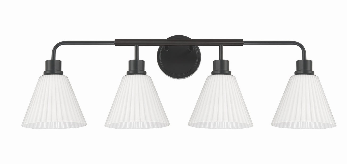 Craftmade - 62304-FB - Four Light Vanity - Pleated II - Flat Black
