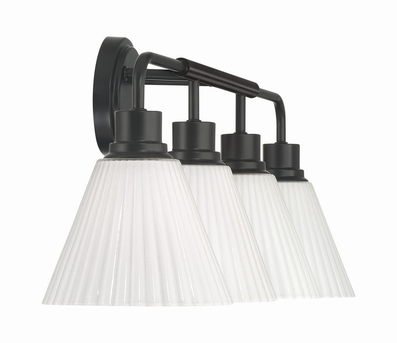 Craftmade - 62304-FB - Four Light Vanity - Pleated II - Flat Black