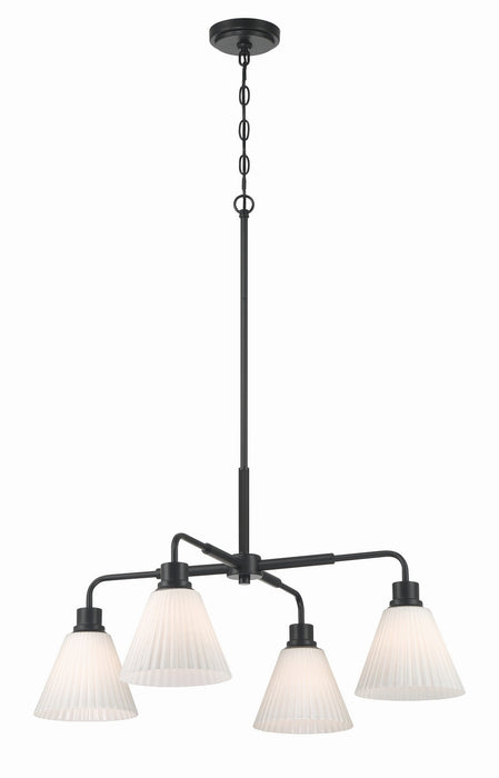 Craftmade - 62324-FB - Four Light Chandelier - Pleated II - Flat Black