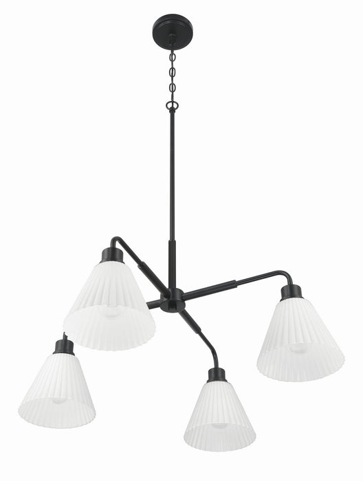 Craftmade - 62324-FB - Four Light Chandelier - Pleated II - Flat Black