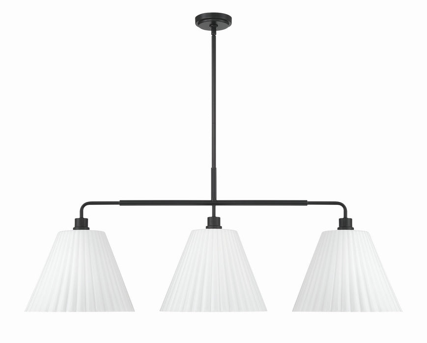 Craftmade - 62373-FB - Three Light Island Pendant - Pleated II - Flat Black