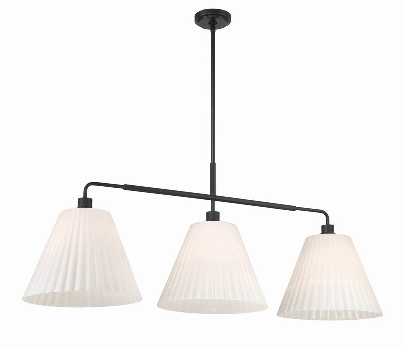 Craftmade - 62373-FB - Three Light Island Pendant - Pleated II - Flat Black