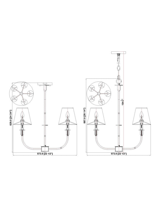 Z-Lite - 3049-18C-RB - Five Light Chandelier - Tova - Rubbed Brass