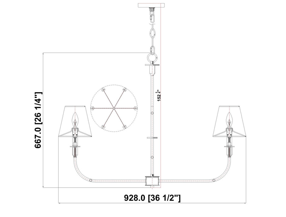 Z-Lite - 3049-32RB - Six Light Chandelier - Tova - Rubbed Brass