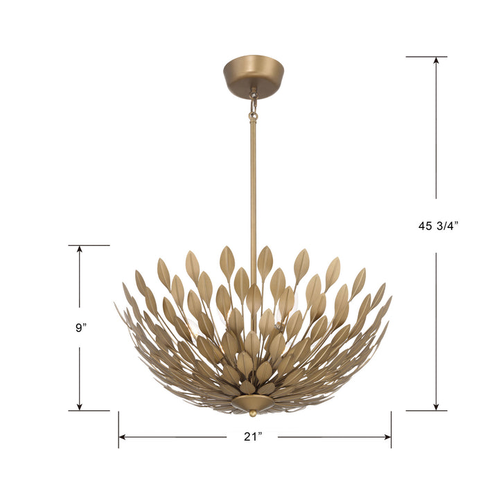 Millennium - 28306-PAB - Six Light Pendant - Merylmint - Painted Aged Brass