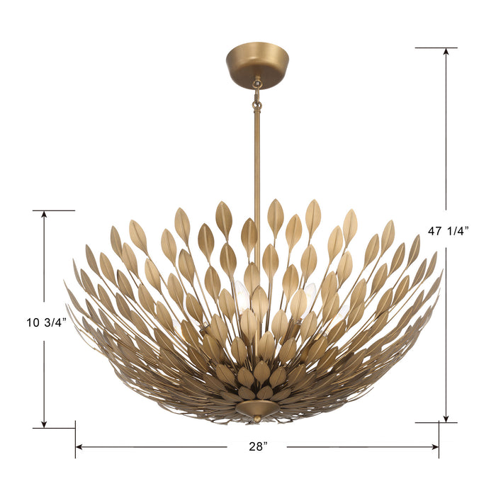 Millennium - 28308-PAB - Eight Light Pendant - Merylmint - Painted Aged Brass