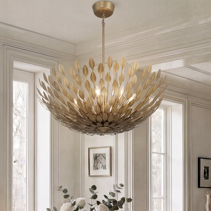 Millennium - 28308-PAB - Eight Light Pendant - Merylmint - Painted Aged Brass