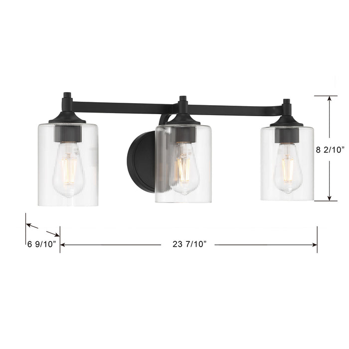Millennium - 28703-MB - Three Light Vanity - Ryehouse - Matte Black