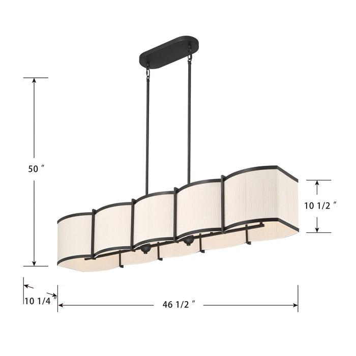 Millennium - 28805-MB - Five Light Linear Chandelier - Marlbeck - Matte Black