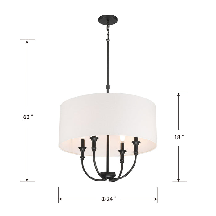 Millennium - 28904-MB - Four Light Pendant - Mairbourne - Matte Black