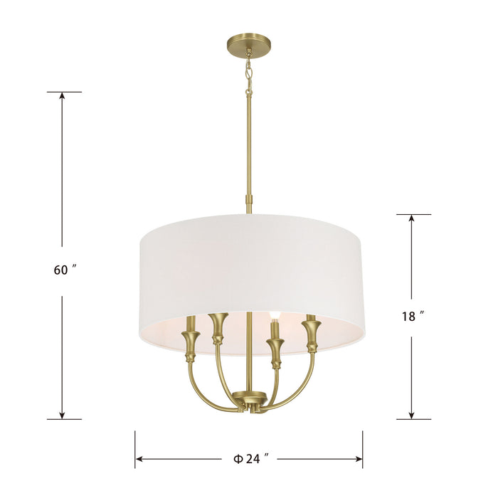 Millennium - 28904-VB - Four Light Pendant - Mairbourne - Vintage Brass