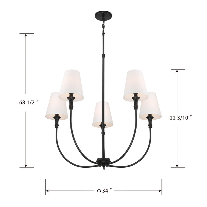 Millennium - 28905-MB - Five Light Chandelier - Mairbourne - Matte Black