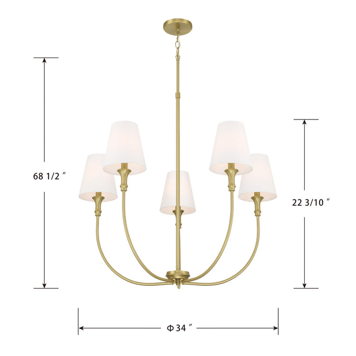Millennium - 28905-VB - Five Light Chandelier - Mairbourne - Vintage Brass