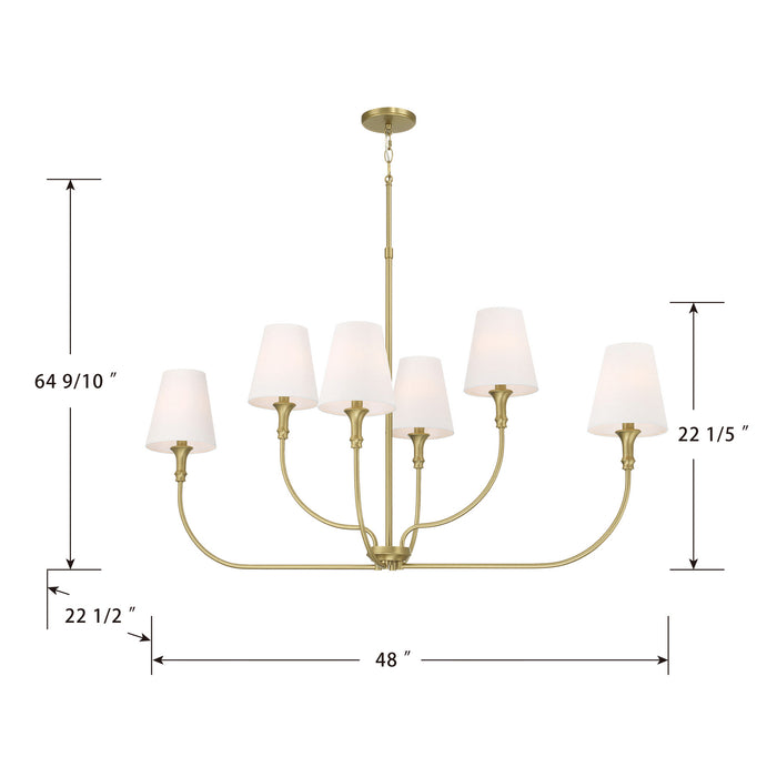 Millennium - 28906-VB - Six Light Linear Chandelier - Mairbourne - Vintage Brass